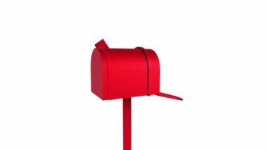 Beyaz arka plan üzerinde izole kırmızı posta kutusu