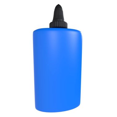 A vibrant blue squeeze bottle is placed on a wooden surface, ready for crafting. clipart