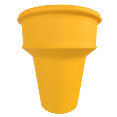 Açık havada tehlikeli bölgeleri gösteren parlak sarı bir plastik koni tasarlandı..