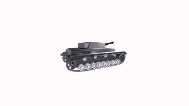 Beyaz arka planda, kırpma yolu ile izole edilmiş modern otomatik ordu tankı. Ordu için askeri malzeme.