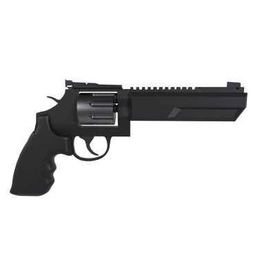 Black revolver with a sleek design, shown isolated against a white backdrop. clipart