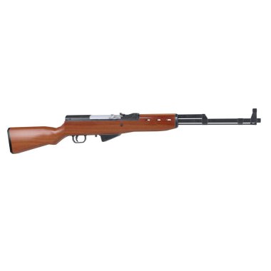 A wooden-stock rifle is shown isolated on a white background for clear product visibility. clipart