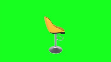 Yeşil arka planda beyaz bir sandalyenin 3 boyutlu canlandırması