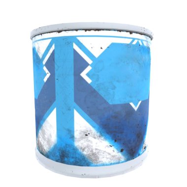 Abstract blue patterns adorn a rusting surface in an urban environment, showcasing street art influences. clipart