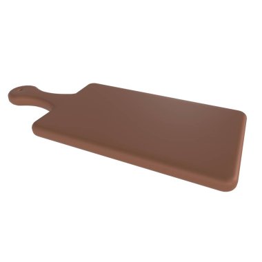 The cutting board features a sleek design and a smooth surface, ideal for food preparation. Its simple brown color adds a modern touch to any kitchen setting. clipart