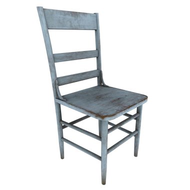 Kırsal ahşap bir sandalye soluk mavi boya kaplama ve çeşitli ayarlar için basit bir tasarım içerir..