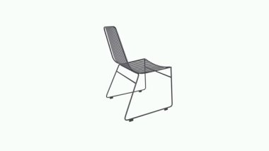 Modern 3D parlak siyah tel koltuk tasarımı