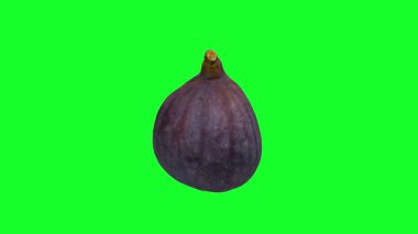 Basit bir tasarım ile yeşil arkaplandaki incirin 3 boyutlu canlandırması