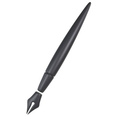 Beyaz yüzeyde duran parlak siyah bir dolmakalem yazılmaya ya da imzalanmaya hazır..