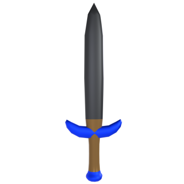 Mavi ortaçağ kılıcı beyaz arkaplanda izole edilmiş.