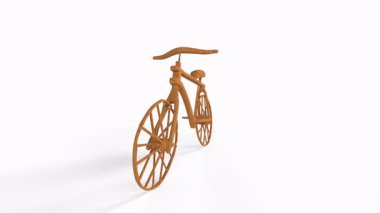 Tahta bisiklet beyaz üzerinde izole edilmiş.