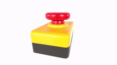 Beyaz zemin üzerinde kırmızı ve sarı kauçuk damga izole