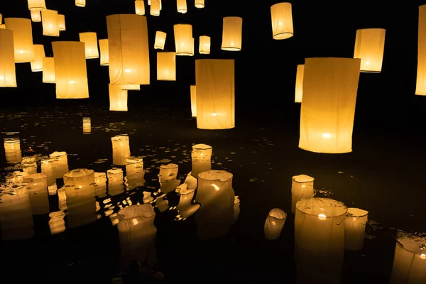 Lanternes Célestes Peng Loy Krathong Festival Chiang Mai Thaïlande — Photo