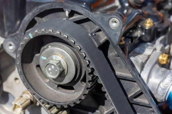 Timing Belt Twin Camshaft Sprocket Engine Car — Stock Photo, Image