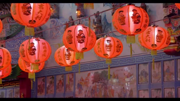 Kinesiska Nyår Lykta Chinatown Område Lyktorna Symboliserar Människor Släppa Det — Stockvideo