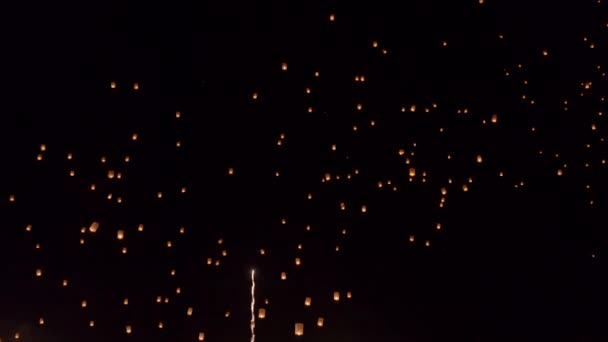 Fireworks Sky Lanterns Chinese New Year Festival — Vídeo de Stock