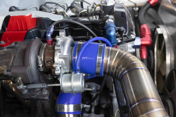 Turbo charger on race car engine.