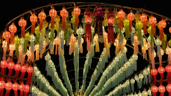 Lanternas Papel Yee Peng Festival Decorar Torno Chiang Mai Centro — Fotografia de Stock