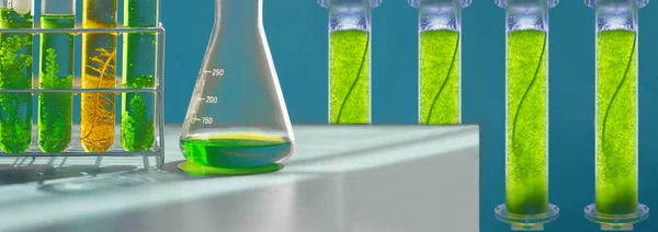藻类燃料生物燃料工业实验室研究矿物藻类燃料或藻类生物燃料的替代品 — 图库照片