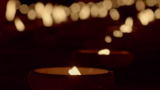 Happy Diwali Clay Lamps Lit Diwali Celebration — Stock Video