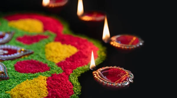 Clay Diya Lampy Zapalone Podczas Diwali Uroczystości Diwali Lub Deepavali — Zdjęcie stockowe