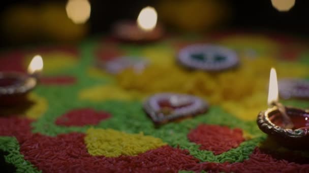 Lampes Diya Argile Allumées Pendant Célébration Diwali Diwali Deepavali Est — Video