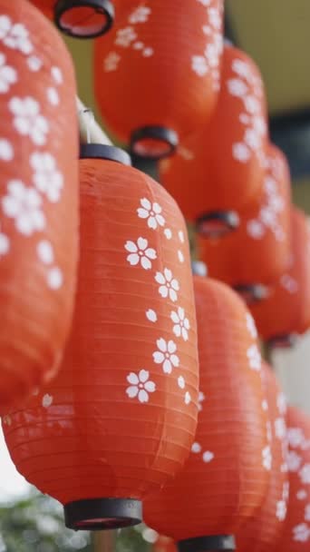 Linternas Japonesas Decoradas Festival Comida — Vídeos de Stock