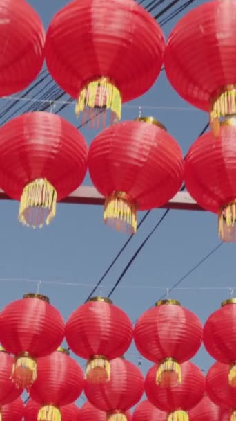 Chiński Latarnia Noworoczna Chinatown Obszarze Pionowe Wideo — Wideo stockowe