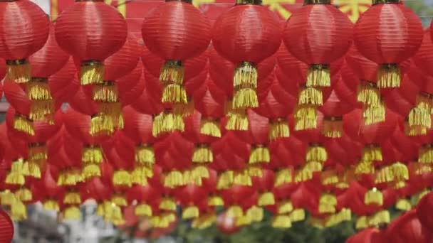 Lanterna Cinese Nuovo Anno Illuminazione Arredamento Nella Zona Chinatown — Video Stock
