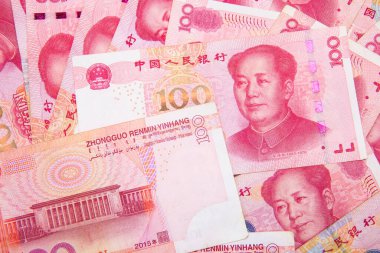 Chinese 100 RMB Yuan banknotes from China currency.