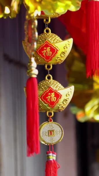 Décorations Nouvel Chinois Avec Caractère Bénédiction Signifiant Fortune Bonne Chance — Video