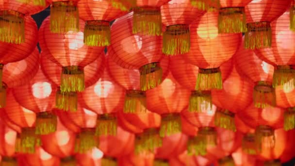 Китайский Новогодний Фонарь Освещение Декора Районе Чайнатауна — стоковое видео