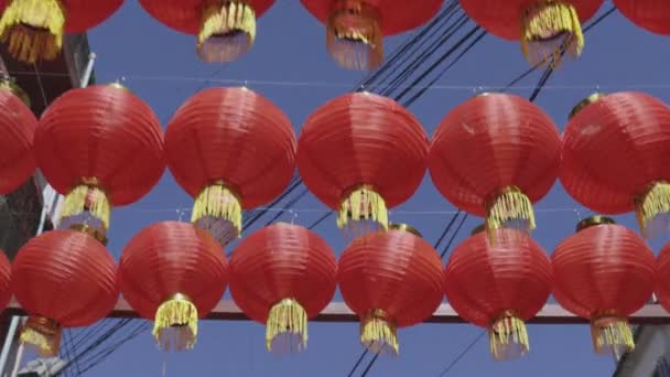 Lanterna Ano Novo Chinês Área Cidade China Vídeo De Stock Royalty-Free