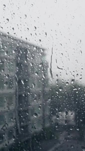 Krople Deszczu Szybę Okienną Mieszkaniu — Wideo stockowe