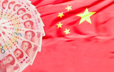 Çin 'in para biriminden Çin Yuan banknotları. Alfabeyi çevir Zhnggu rnmng ynhng anlamı Çin Halk Bankası.