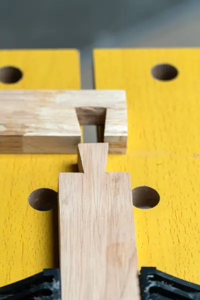 stock image Senior man Cutting Dovetails With Woodworking Hand Tool for Hobby After retirement.