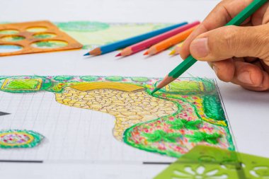 Çevre dostu ve sürdürülebilir bahçe tasarlayan peyzaj öğrencisi, Yerel Çevreyi düşünün.