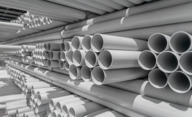 Depoda yığılmış Pvc boru