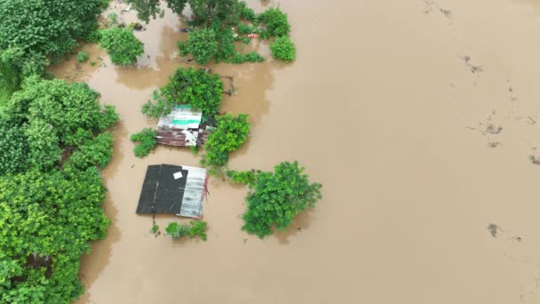 Vista Aérea Una Inundación Sudeste Asiático Debido Las Fuertes Lluvias — Vídeo de stock