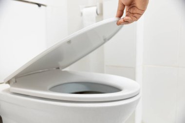 İşçi menteşe lastik tıpası ve Klozet Koltuğu vidalarını değiştirir