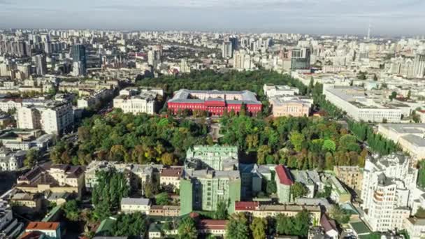 Oude Universiteit Gevel Luchtfoto Drone Uitzicht Taras Shevchenko Nationale Universiteit — Stockvideo