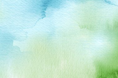 Suluboya mavi ve yeşil renkte soyut arkaplan çizimi