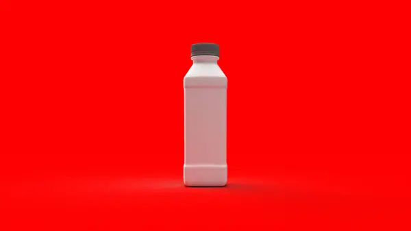 stock image 3 d red drink bottle icon on a white background. 3 d render illustration.