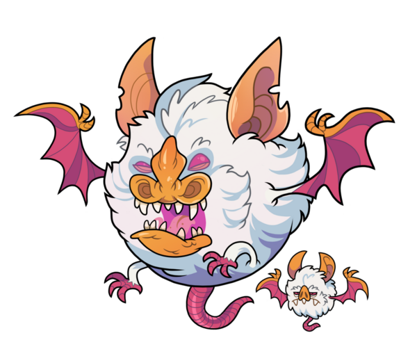 Çizgi film karakteri beyaz yarasa patron canavarının vektör çizimi