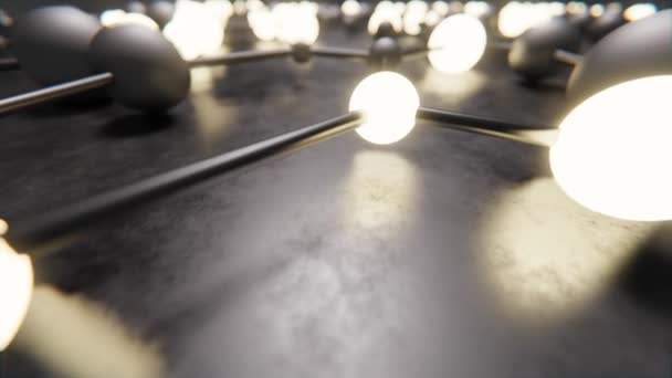 Animação Panning Abstrata Bolas Iluminação Aleatoriamente Unidas Outro Uma Superfície — Vídeo de Stock