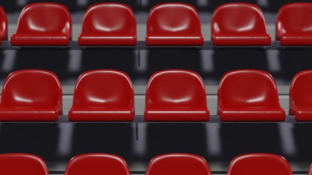 Πυροβολισμός Από Σειρές Κόκκινων Καθισμάτων Αθλητικές Εγκαταστάσεις Απόδοση Animation — Αρχείο Βίντεο