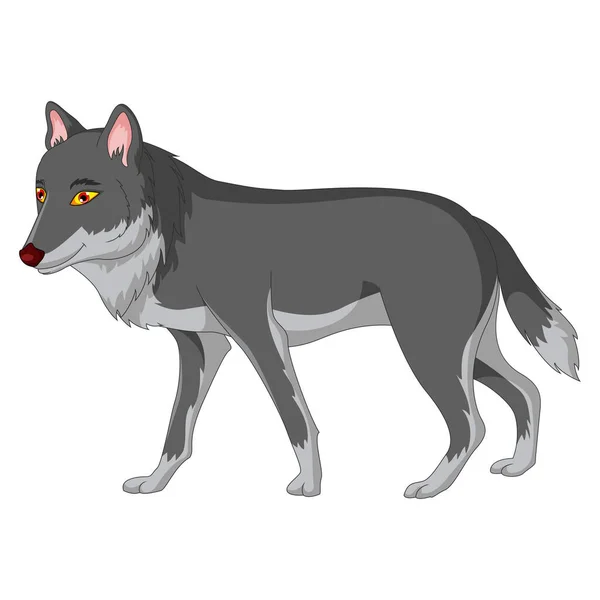 Illustration Wolf Cartoon Walking — Stock Vector