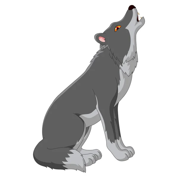 Illustration Von Wolf Cartoon Posiert — Stockvektor
