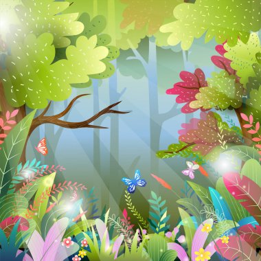 Çiçekler ve bitki arkaplanlı güzel manzara