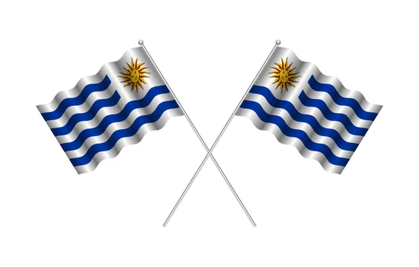Uruguay Vlag Met Witte Achtergrond — Stockvector